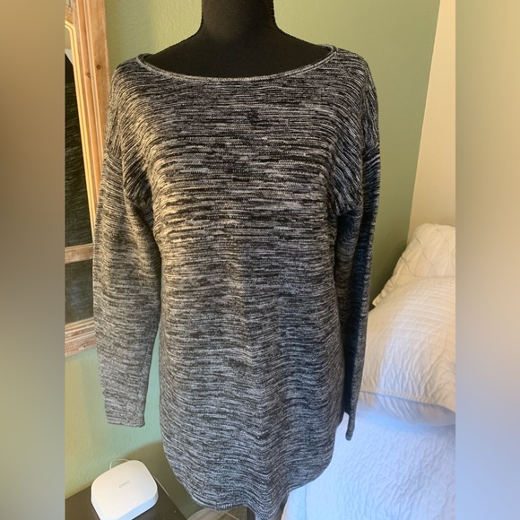 Ellen Tracy black & white knit long top blouse sweater tunic Large - Picture 12 of 15